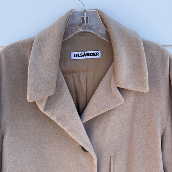 Jil Sander Women's Angora & Wool Blend Beige 7/8 Sleeve Coat Jacket Size 36 US 6 - Picture 5 of 12